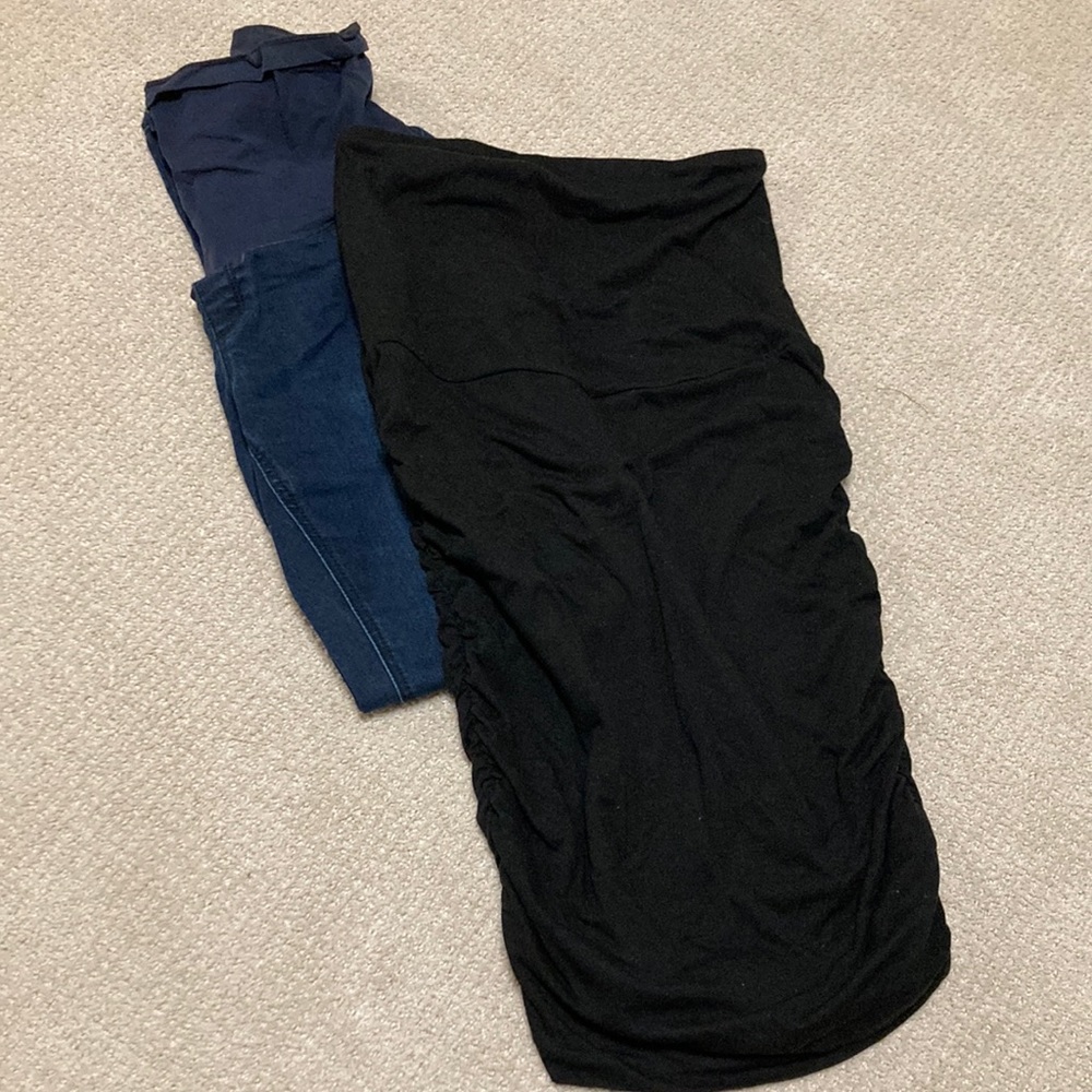 Maternity jeans (Indigo Blue), and a Gap black maternity skirt